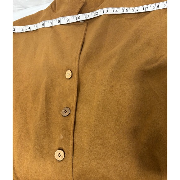 Coldwater Creek Faux Suede Button Up Shirt Jacket Camel XLG - Picture 11 of 11